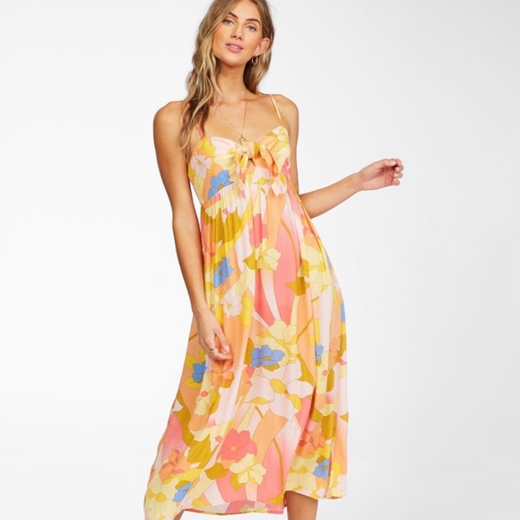 NEW NWT Billabong Twist It Midi Dress - Picture 2 of 8